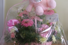 baby girl bouquet with stuffed animal