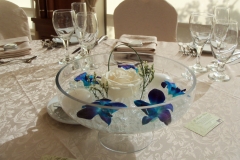 blue and white centerpiece
