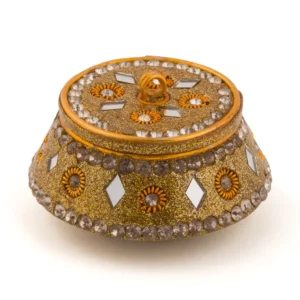 Golden Lac Box Cardholder with Beads and Mirror