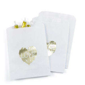 Love brush treat Bags white design gold foil heart