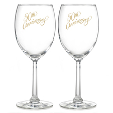 50th anniversary wine glasses gold engraved