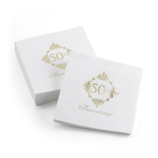 Golden anniversary napkins packaged 50