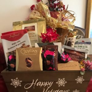 Happy Holidays wood crate gift basket (s)