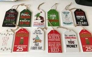 Christmas humour wood ornaments. What a great gift to give to a friend, co-worker or family member. Hilarious wood ornaments