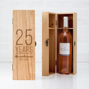 Engraved wooden wine box