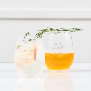 Stemless personalized wine glasses